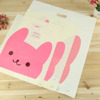 Yiwu wholesale custom Design Logo Printing PE Cheap Patch reinforced Handle   Die Cut plastic bag